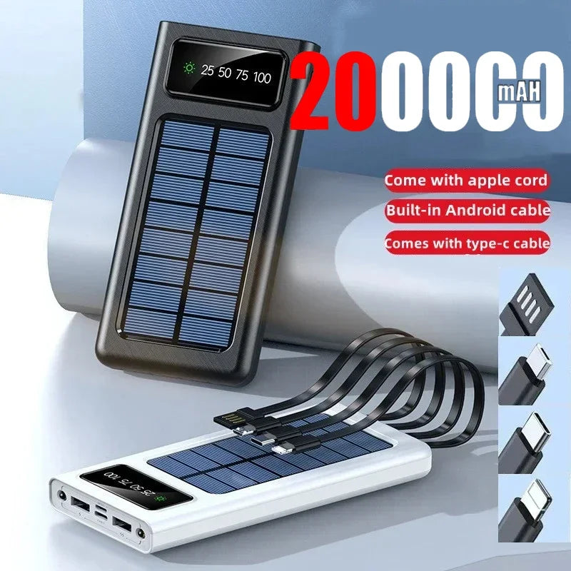 Solar Power Bank With Cables